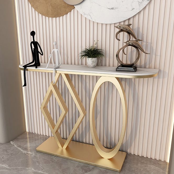 Glam Slate Half Moon Sofa Table Stain Resistant Scratch Resistant Console Table