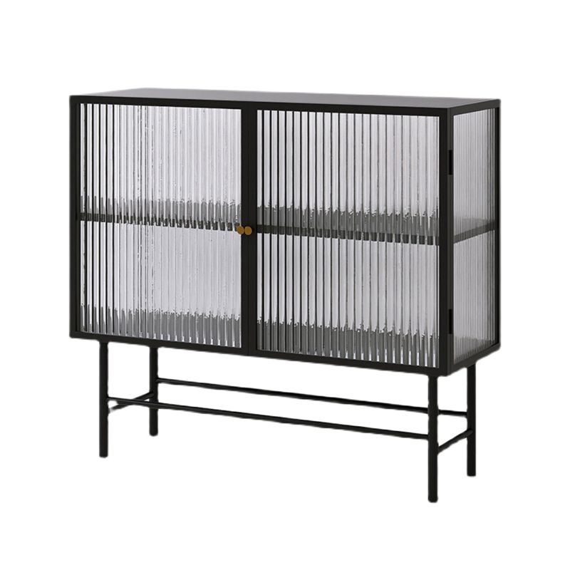 Iron Kitchen Sideboard Cabinet Modern Server Cabinet with Storage and Glass Door