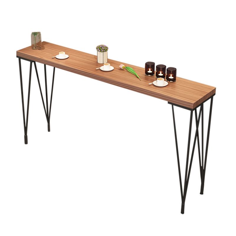 Pine Wood Bar Dining Table Modern Rectangle Bar Table with 4 Legs Pedestal for Dining Room