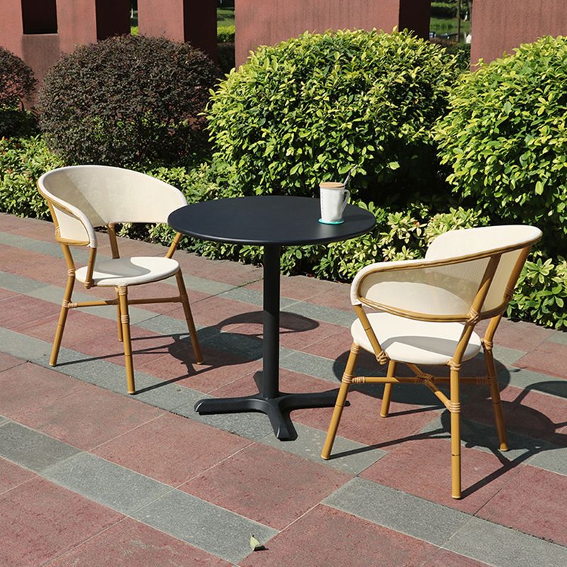 Modern Patio Dining Side Chair Metal Outdoor Bistro Chairs with Arm