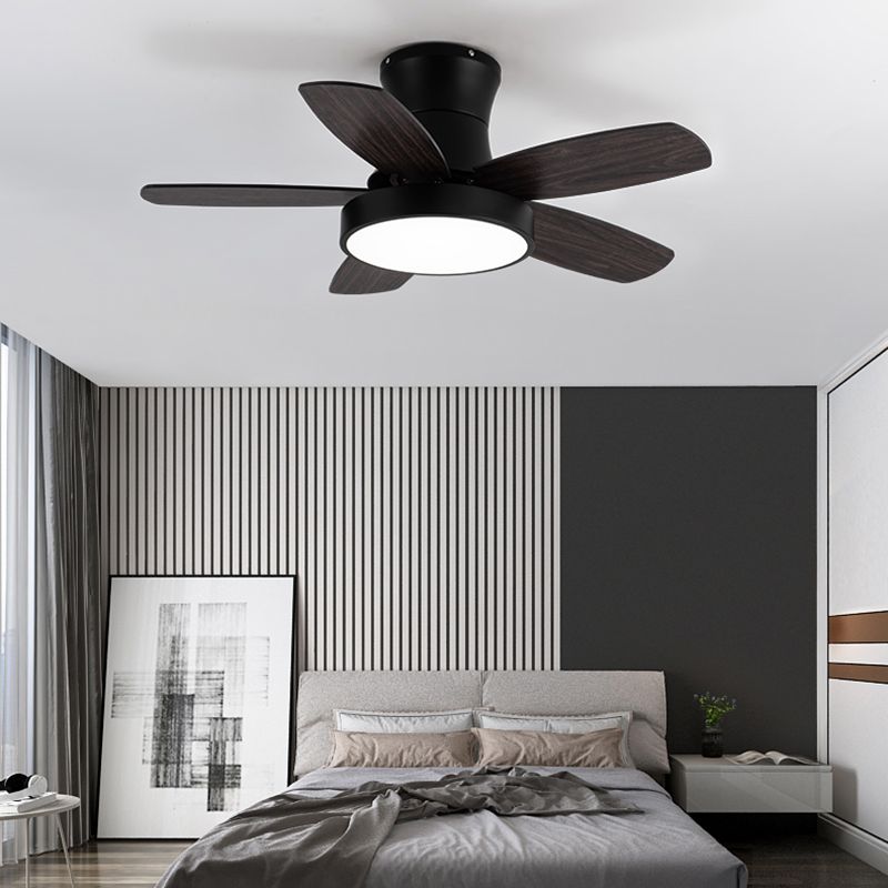 Round Ceiling Fan Light Kids Style Metal Single Light LED Flush Light for Bedroom