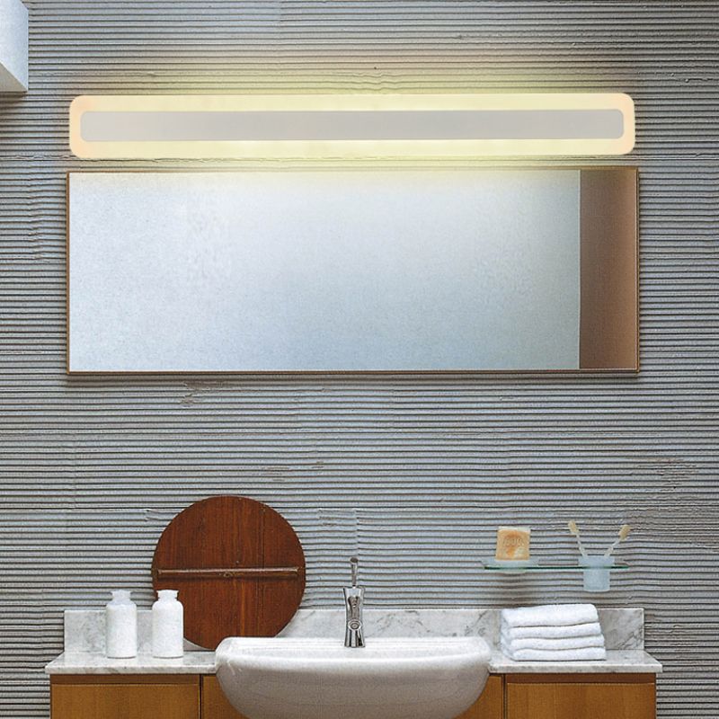 Rectangle LED Bath Bar in Sliver Finish Stainless Steel and Acrylic Bathroom Vanity Light