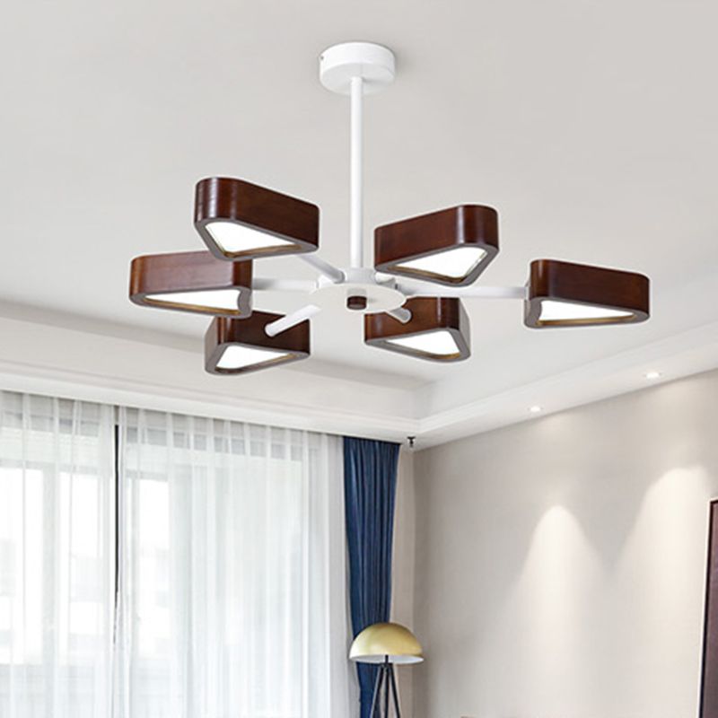 Wooden Sputnik Pendant Light in Modern Concise Style Wrought Iron Ceiling Light for Living Room