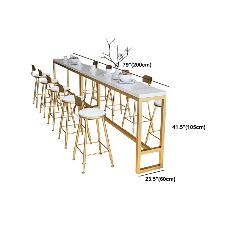 Glam Style Rectangle Bar Table Solid Wood Trestle Base Bistro Bar Desk