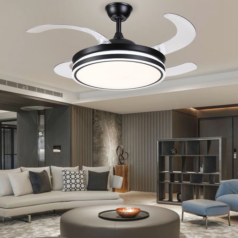 Modern Simple Iron Ceiling Fan Lamp Circle Shape LED Ceiling Fan Light for Bedroom