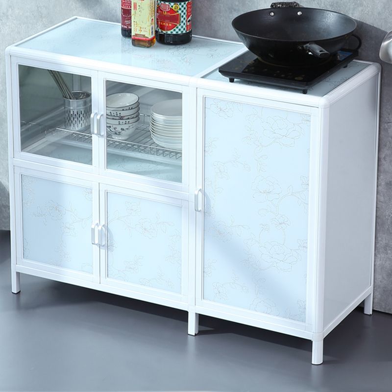 Modern Kitchen Metal Buffet/Console Cabinets Doors Dining Server in White