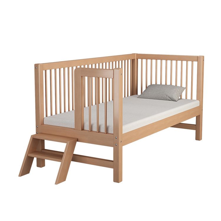 Convertible Wooden Crib with Guardrail Standard Crib with Stairway