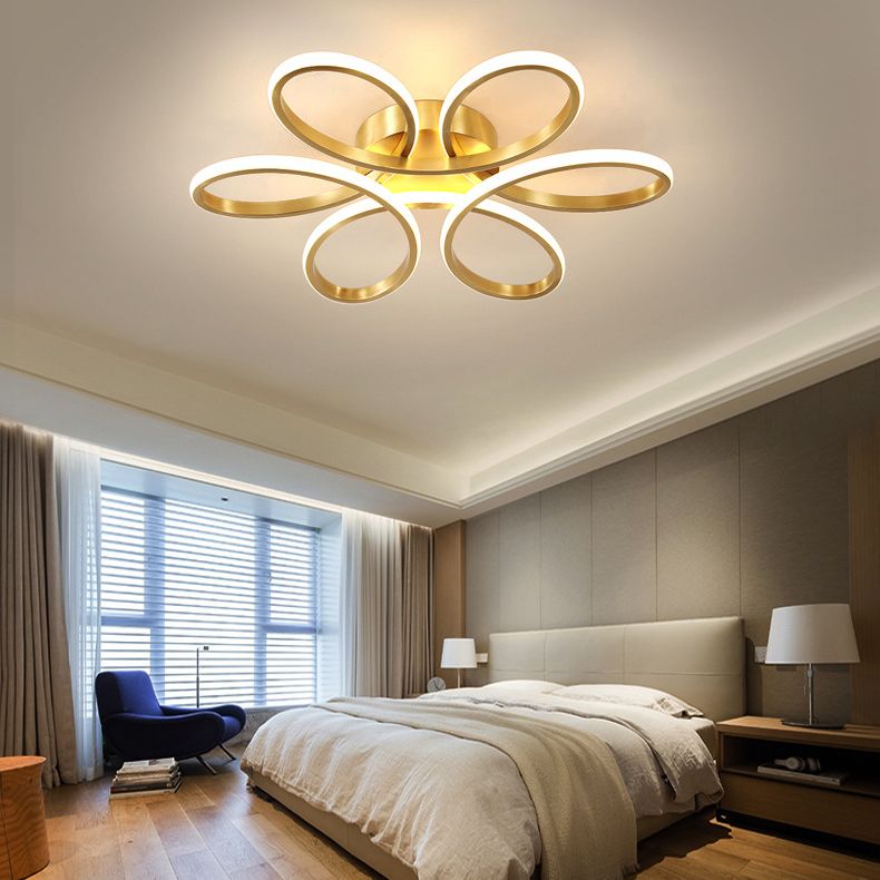 Flower Semi Flush Mount Light Acrylic Modern Simplicity Flush Ceiling Light Fixtures for Bedroom