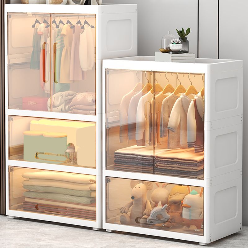 Contemporary Style Kids Closet Plastic Door Included Kid's Wardrobe for Home