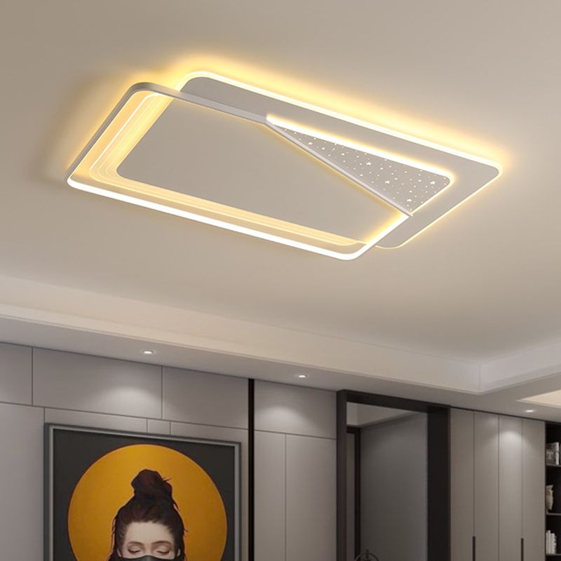 Modern LED Metal Flush Mount Geometric Shape Ceiling Light with Acrylic Shade for Bedroom