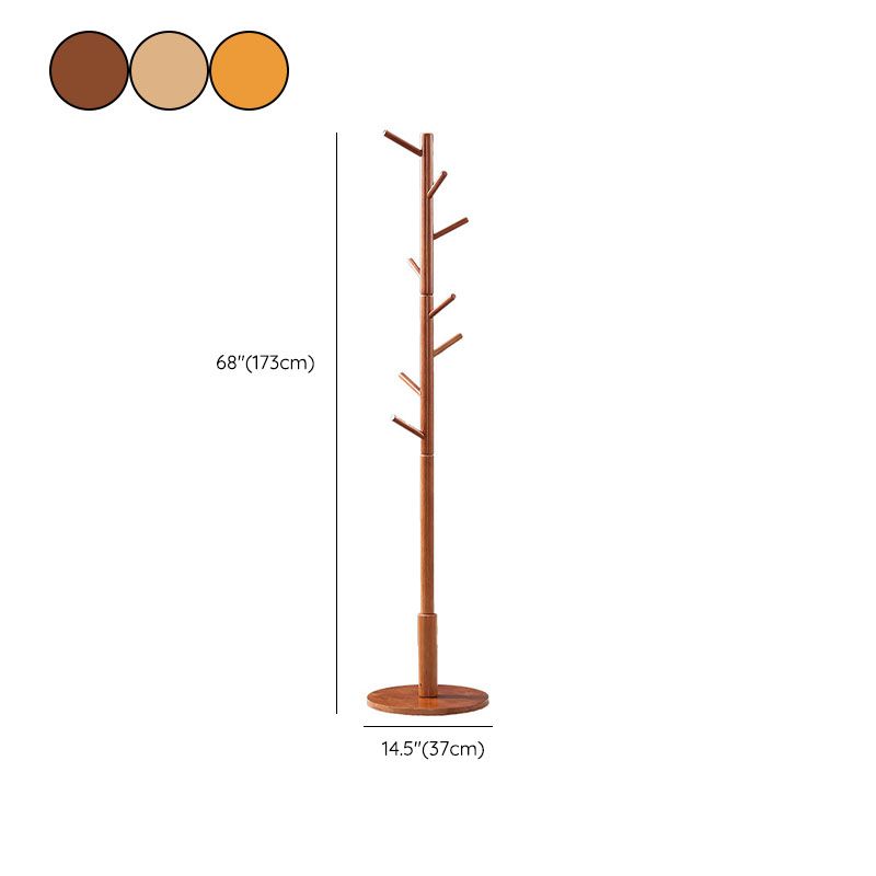 Rubber Wood Entryway Coat Rack Modern Standing Entry Hall Tree for Living Room