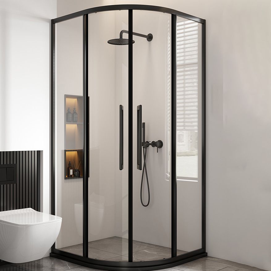 Round Frame Shower Enclosure Double Sliding Tempered Glass Shower Stall