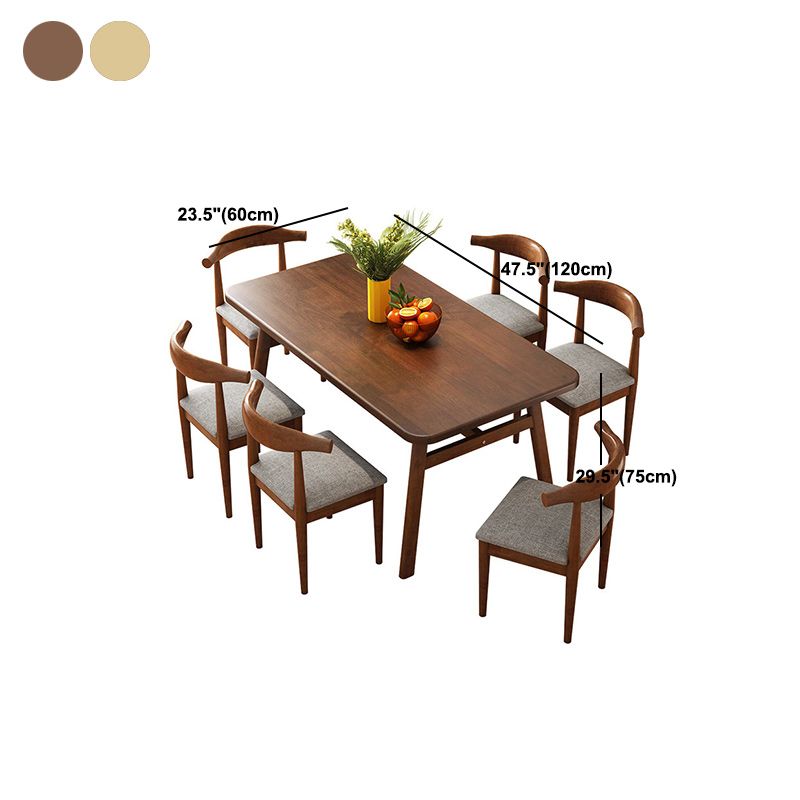 Solid Wood Top Dining Table Traditional Luxury Rectangle Table with 4 Legs