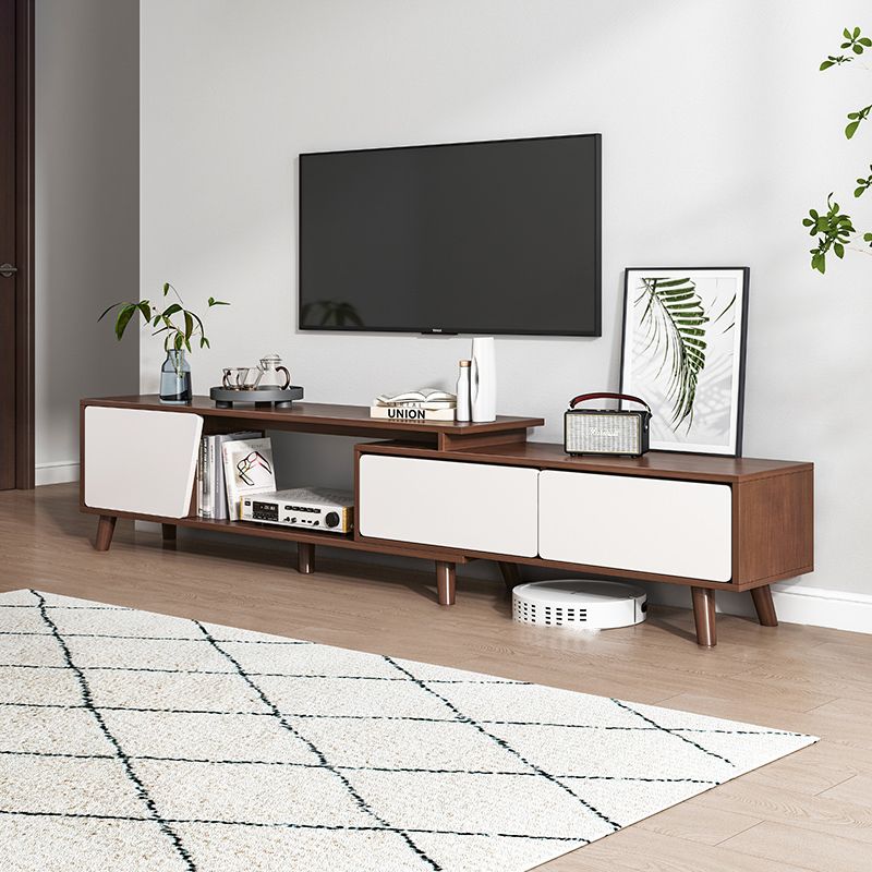 Scandinavian TV Media Stand with Drawers Engineered Wood TV Stand