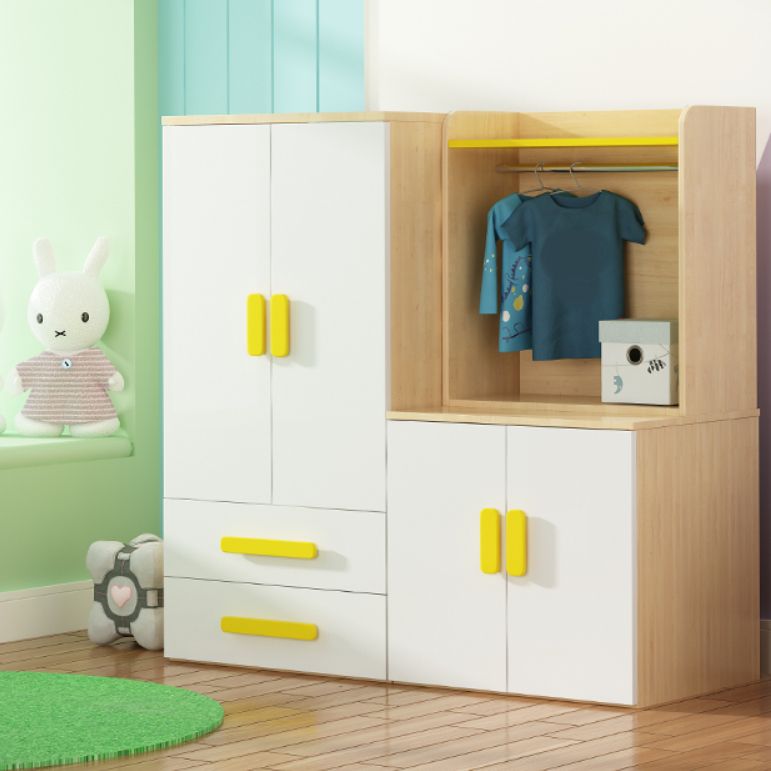 Rectangle Solid Wood Kid's Armoire Bedroom Armoire with Garment Rod