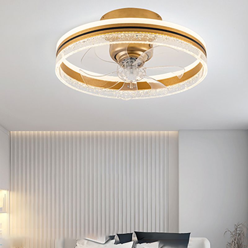 Metal Geometric Ceiling Fan Light Modern Style 1 Light LED Flush Light