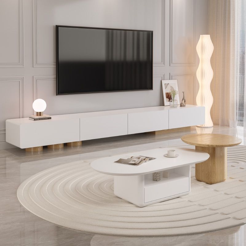 Modern TV Console Enclosed Storage TV Media Stand with Drawers