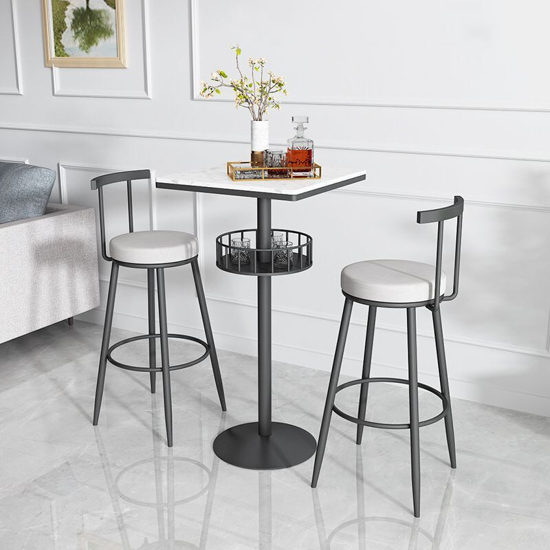 White Glam Style Round Table in Faux Marble and Metal Milk Tea Shop Bar Table