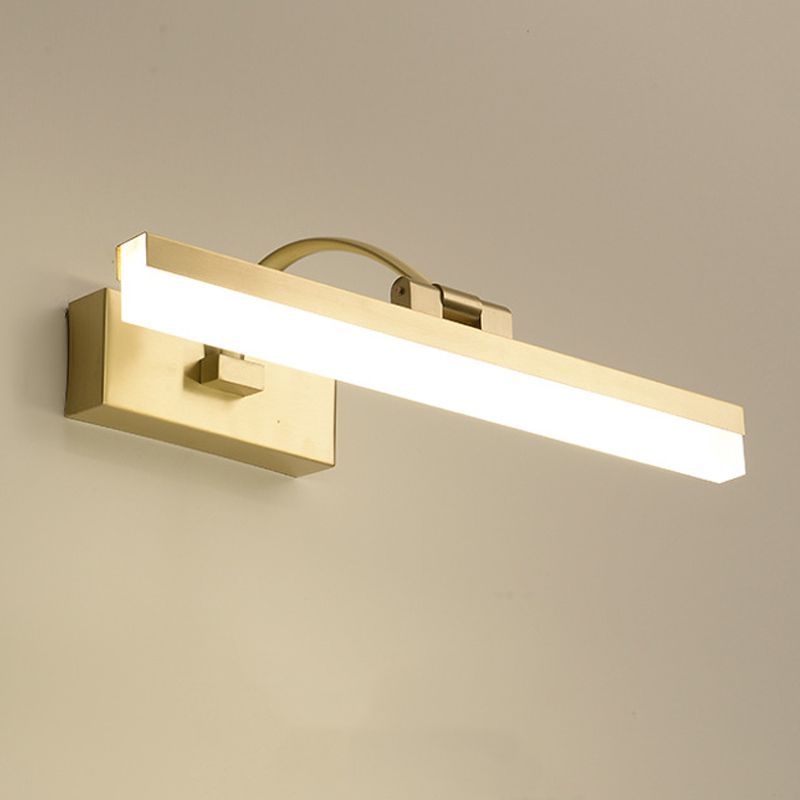 Linear Shade Metal Wall Sconce Modern 1 Light Mirror Wall Mount Light Fixture in Brass