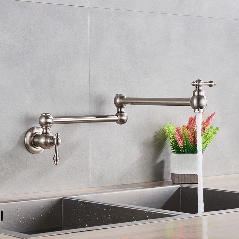 Modern Bridge-Style Kitchen Faucet 1-Hole Wall Mounted Pot Filler Faucet