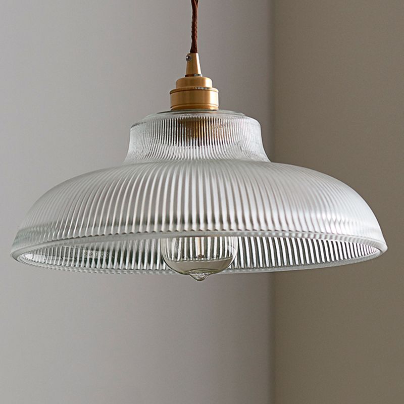 Retro Industrial 1 Light Pendant Prismatic Clear Glass Dome Pendant Lamp for Coffee Shop