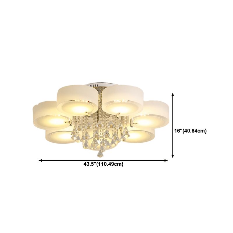 Modern 3/5/6/7/9-Light Chrome Flush Mount Lighting LED Ceiling Light with Crystal