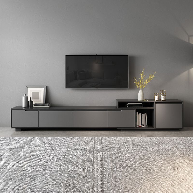 Modern TV Stand with Sliding Storage , TV Console in Grey Fit TVs for up to 71 / 92