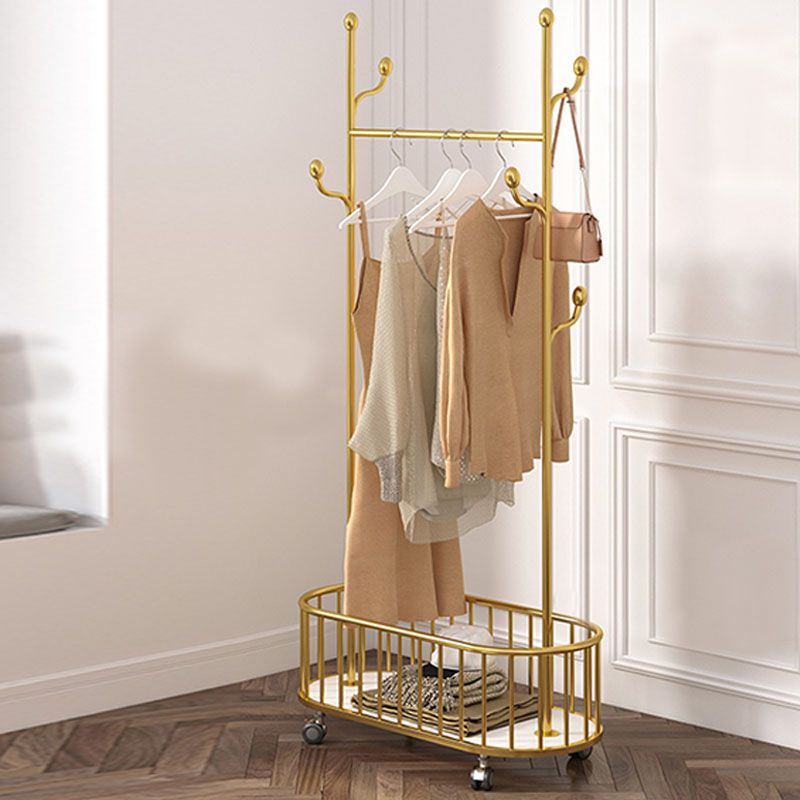 Glam Hall Tree Metal Shelving Hooks Included Free Standing Coat Hanger