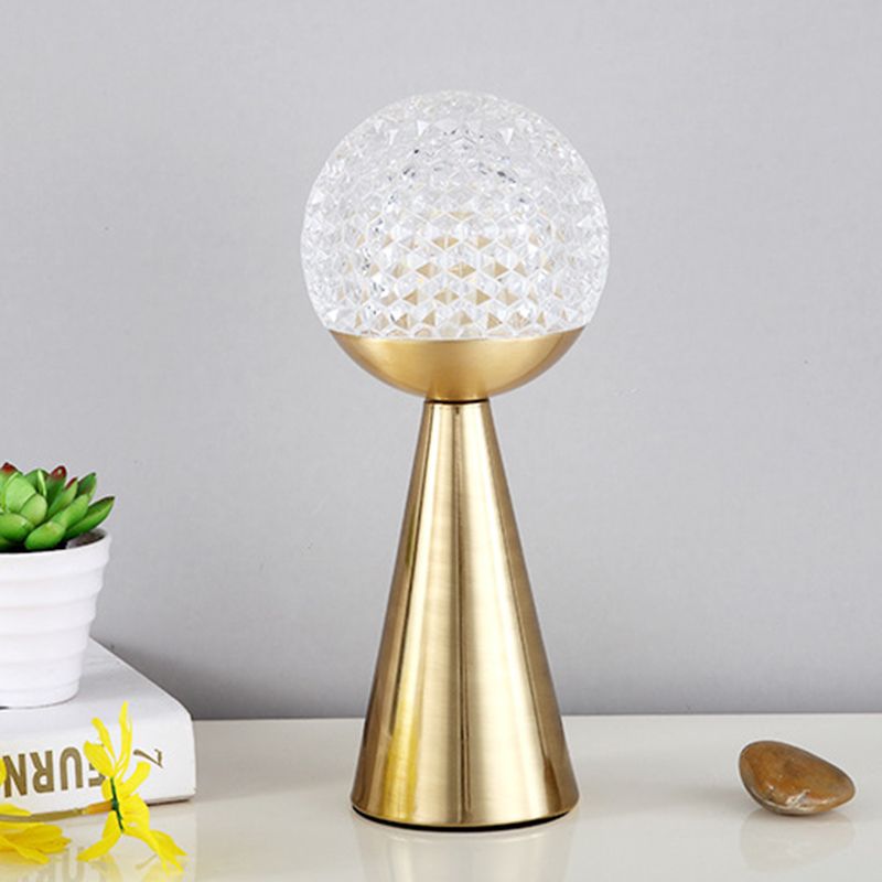 Postmodern Ball and Cone Night Lamp Acrylic Single-Bulb Bedroom Table Light