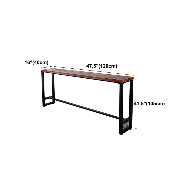 Modern Wood Bar Table with Rectangle Table Top Black Trestle Table with 42-inch Height