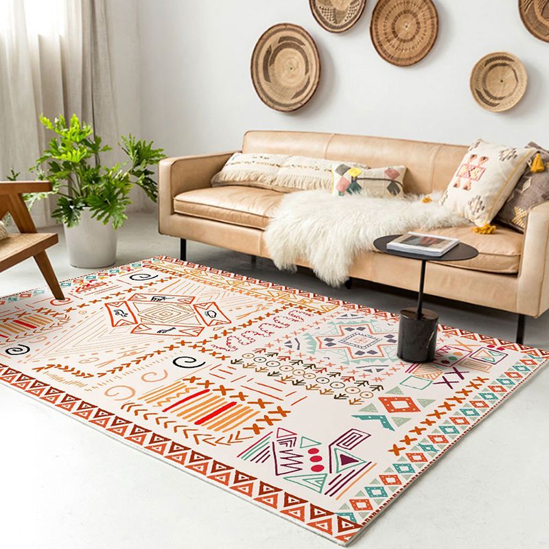 Classical Boho-Chic Area Rug Olden Tribal Pattern Area Carpet Polyester Anti-Slip Backing Rug for Home Decoration