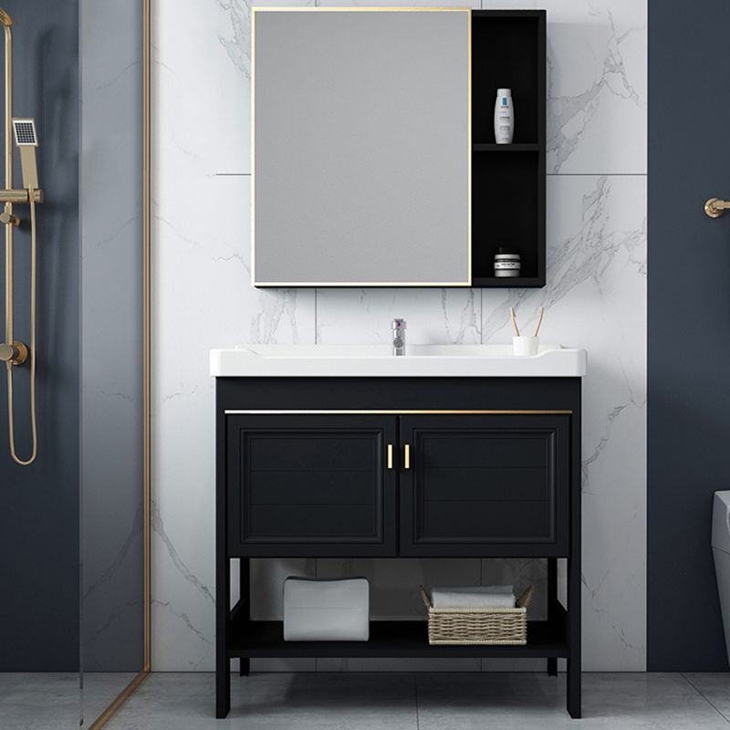 Shelving Included Bath Vanity Set Mirror Freestanding Vanity Set with Single Sink