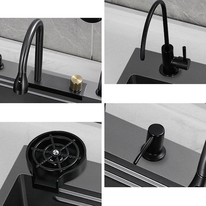 Contemporary Black Sink Stainless Steel Kitchen Sink with Soundproofing