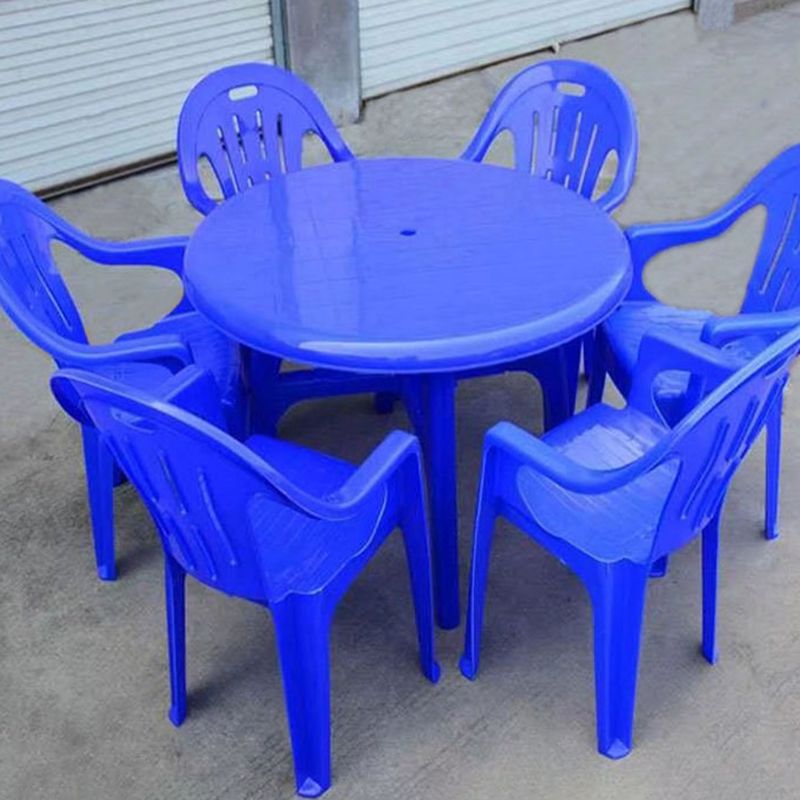 Water Resistant Plastic Patio Table with Umbrella Hole in Rectangle/Round