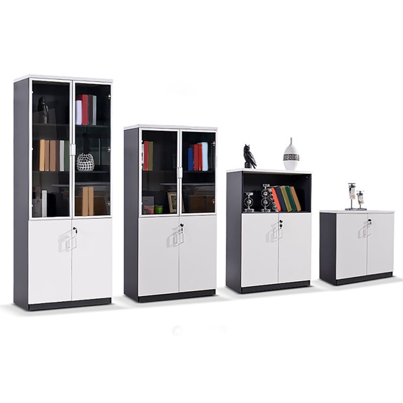 Modern Vertical File Cabinet Glass Detail Wood File Cabinet with Storage Shelves