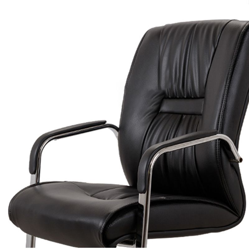 No Distressing Black Arm Chair Faux Leather and Chrome Frame Office Chair