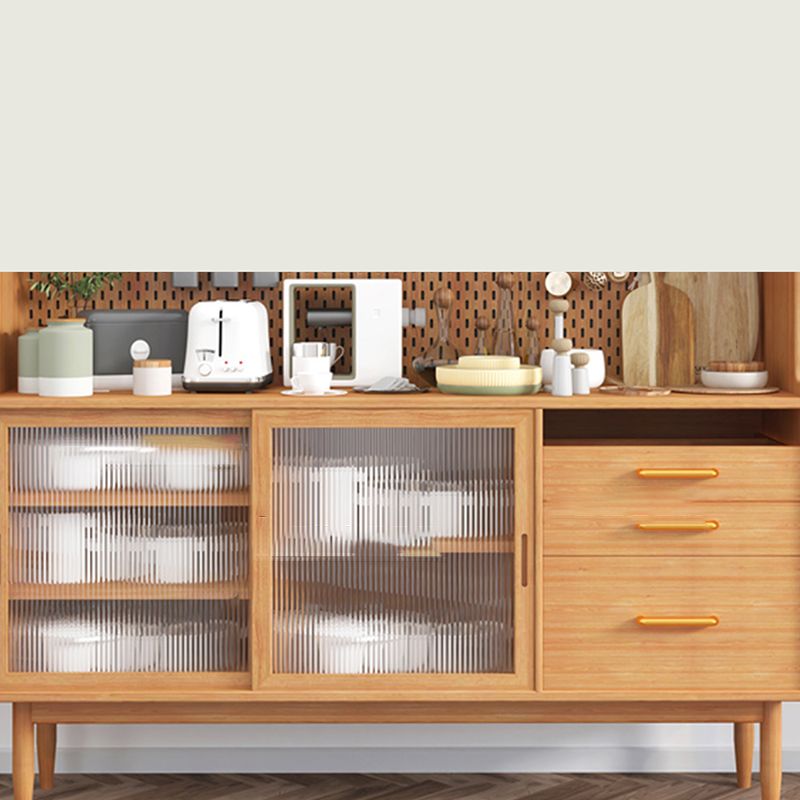 Modern Style Sideboard Table Pine Solid Wood Buffet Sideboard with 3-Drawer