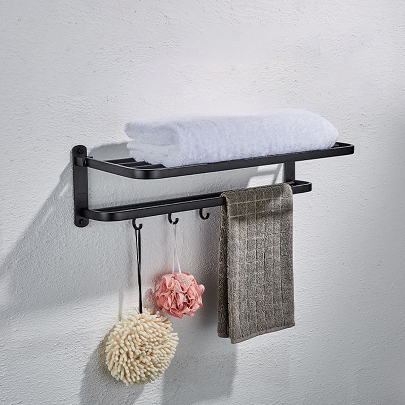 Modern Matte Black Bathroom Accessory Set with Towel Bar/Bath Shelf & Robe Hooks