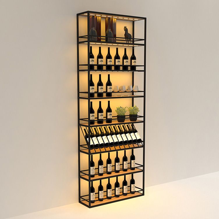 Wooden Industrial Wine Bottle Holder Manufactured Wood Bottle Holder Floor in Matte Black