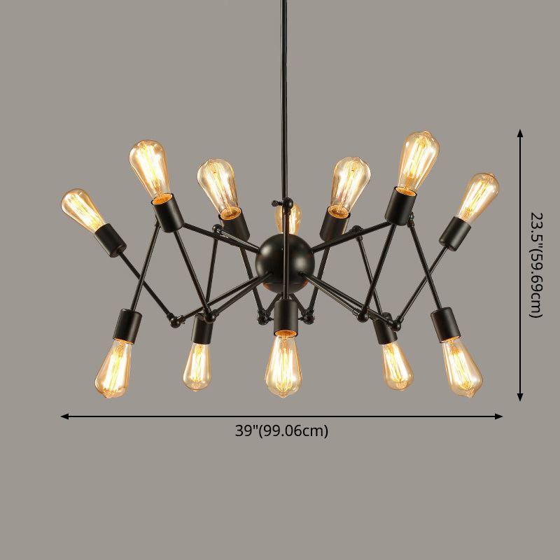 Retro Industrial Style Chandelier Light Sputnik Wrought Iron Multi Light Pendant for Bar Coffee Shop