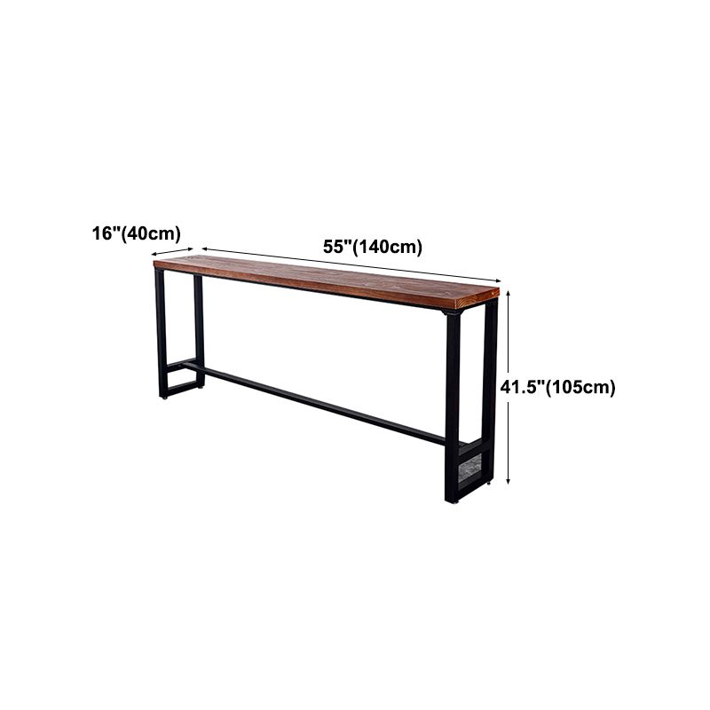 Modern Wood Bar Table with Rectangle Table Top Black Trestle Table with 42-inch Height