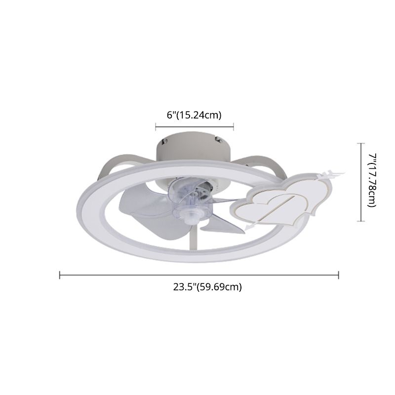 Circolo minimalista a fiuto ventola in metallo camera da letto a fulbo semifulto con telecomando