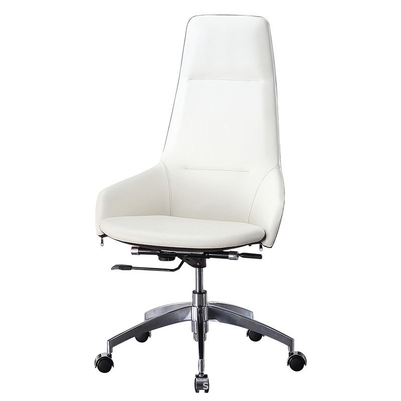 Faux Leather Office Chair Contemporary Nylon Desk Chair in White