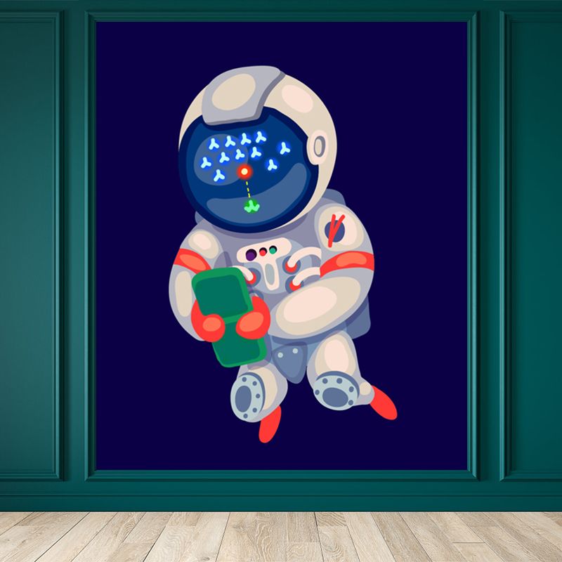 Illustration Style Astronaut Mural Giant Wall Covering for Dining Room, Custom Printed