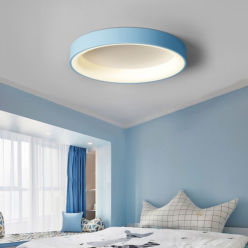 Nordic Style Round Ceiling Light Metal LED Flush Mount Light in Multicolor for Bedroom