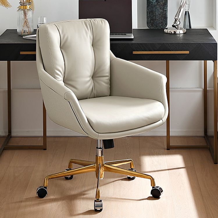 Contemporary Tufted Office Chair Faux Leather Executive Mid-Back Chair