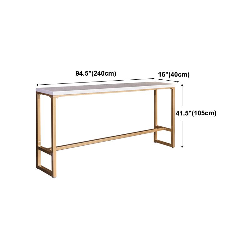 Glam White Metal Counter Table with Rectangle Table Top Gold Trestle Table - 43" H