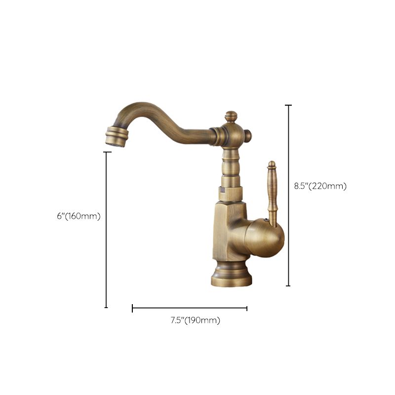 Traditional Standard Bar Faucet 1-Handle Kitchen Faucet in Gold