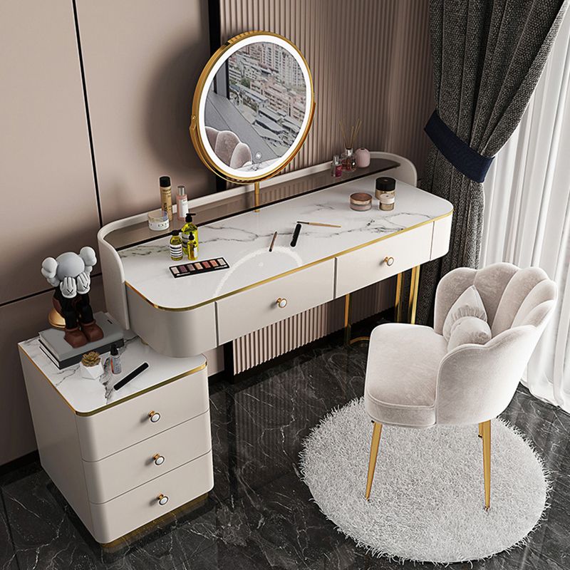 Glam Wooden With Drawer Bedroom Lighted Mirror Make-up Vanity