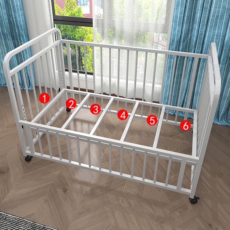 Industrial Rectangle Crib Metal 2-In-1 Convertible Crib with Casters